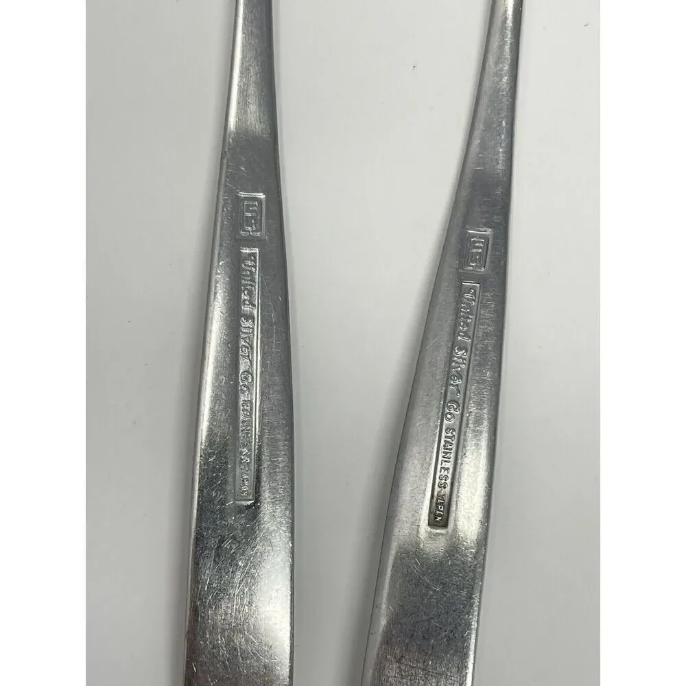 United Silver Stainless Flatware Oval Place Spoon 7.5” Dinner Fork 7.75”